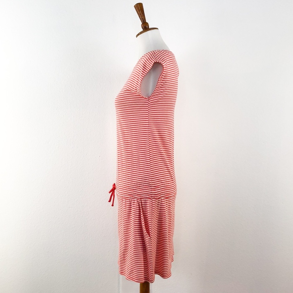 Vince Red White Striped T-Shirt Style Dress - Picture 3 of 7
